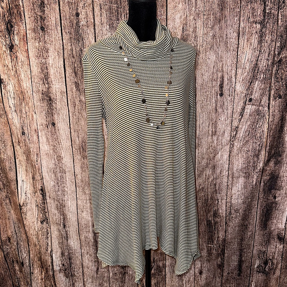 Gibiu cowl neck stripped sweater